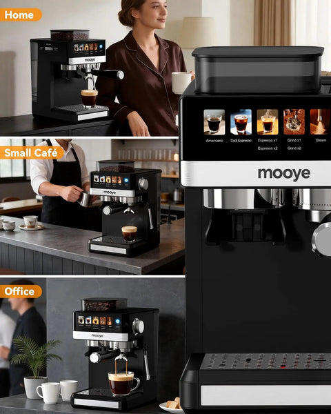 Espresso Machine With Grinder And Steam Frother For Home Use 20 Bar Pressure Compact Coffee Maker for Cappuccino and Latte