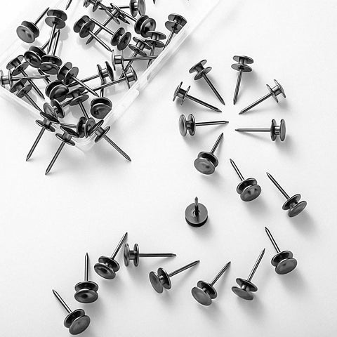 Double Headed Picture Hangers Nails Set With Small Head Pins For Photos And Frames 25 Pcs Wall Hooks For Home Office School Easy Hammer In Leaves Tiny Holes And No Wall Damage Works On Wood And Drywall Black