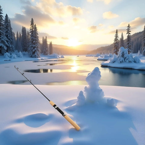 Compact Ice Fishing Rod For Winter Angling Pen Style Spinning And Casting Compatible With Lures Tackle 75cm on snow