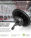 Beast Bright 200W High Bay LED Light for Warehouses Gyms and Factories IP65 wet location 28,000 lumens 5000K black fixture detail