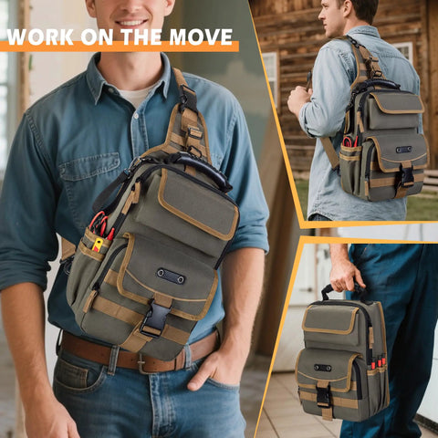 Built Different Electrician Tool Pouch Bag Featuring Heavy Duty Canvas And Twin Zippered Hvac Organizer Slots For Skilled Tradesmen Grinding Out Long Shifts