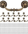 12 Pack Antique Bronze Drop Bail Pulls For Cabinets And Dressers, 3.5 Inch Center To Center, Aluminum And Iron Handles with screws