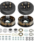 Beefy 10 Inch Electric Brake Drum Kit Pair For 3500 Lb Trailer Axles 5 Hole 4.5 Bolt Pattern with hardware and parts