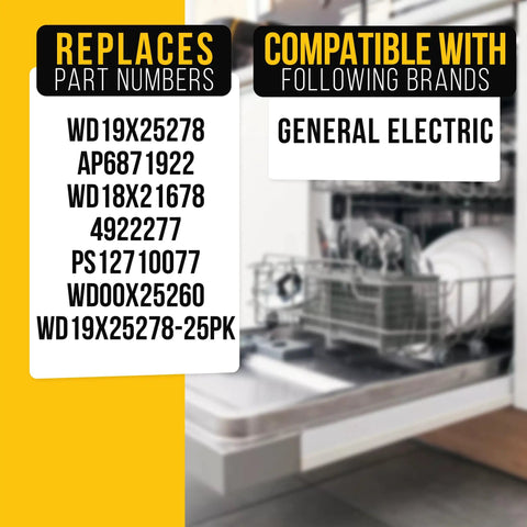 Diverter Valve Kit For GE Dishwashers Dope Replacement Part WD19X25278 Compatible With AP6871922 WD18X21678 4922277 PS12710077 WD00X25260 WD19X25278-25PK GDT655SGJ5BB