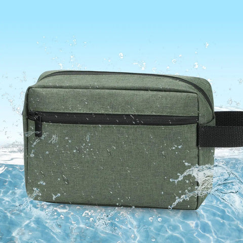 Mens Toiletry Bag For Travel And Grooming, Compact Portable Organizer Kit For Shaving, Army Green Travel Pouch