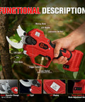 Heavy Duty Cordless Pruning Shears With 1.6 Inch Cut Compatible With Milwaukee 18v Packs Featuring Tough Sk7 Blades And Lcd Display close-up of handle and blades in use
