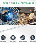 Two Pack 400mm 6063 Aluminum Round Tube Seamless Tubing 6mm ID 10mm OD Heavy Duty Built To Last Multipurpose Aluminum Pipe For Construction Machining DIY Crafts Outdoor Projects Wind Chimes, showing weldable and cuttable features with icons for high strength and corrosion resistance.