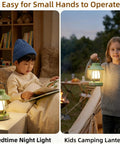 Rechargeable Kid Friendly Lantern Night Light With Dimmable 3 Color LEDs in kids' bedroom and outdoor camping scene