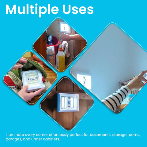 Cordless 400 Lumen COB LED Closet Light Switch Battery Powered Night Light No Wires Easy Install various uses