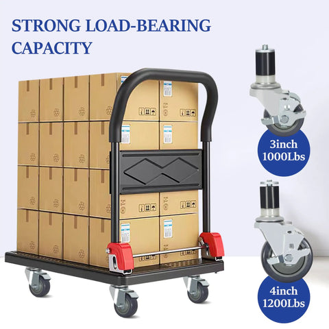Heavy Duty Prep Table Casters With Locking Brake Set Of Four 4 Inch Expanding Stem Wheels For Commercial Kitchen And Workbench Tube Legs with loaded cart.