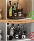 Cabinet organization with 13 Inch Lazy Susan Turntable Made From Acacia Wood For Kitchen Cabinet And Tabletop Organization