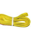 Yellow polyester lifting sling, 1 in wide by 6 ft long, 2-ply twist-eye, coiled