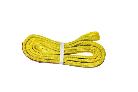 Yellow polyester lifting sling, 1 in wide by 6 ft long, 2-ply twist-eye, coiled