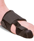 Left foot wearing Soft Turf Toe Brace For Big Toe Relief With Taping Splint And Wraparound Support Straps For Sprains And Hallux Rigidus