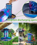 Solar Bird Feeder For Outdoors Hanging Lantern With S Hook Weatherproof Metal Feeder Lights Up At Night And Is Water Resistant Cardinals Garden Decor In Blue