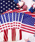 Cool 100 Pack Small American Flags On Sticks 8 By 12 Inch Mini US Flags With Solid Wooden Poles Safety Spear Tip For Yard Memorial Day