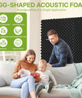 Kick The Echo With These Six Black Egg Crate Acoustic Foam Panels Measuring 12 By 12 By 2 Inches For Quick Peel And Stick Studio Sound Dampening Tiles That Slap Up Fast To Tone Down Room Reverb And Level Up Your Home Audio Space Today