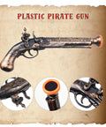 Swashbuckling Pirate Costume Kit With Telescope, Compass, Eye Patch, Plastic Pistol, Plastic Sword, Hat, Belt, And Treasure Map For Halloween Cosplay, Parties, And Dress Up Adventures plastic pirate gun