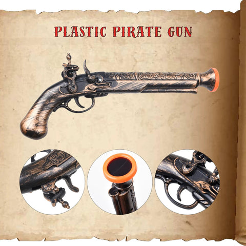 Swashbuckling Pirate Costume Kit With Telescope, Compass, Eye Patch, Plastic Pistol, Plastic Sword, Hat, Belt, And Treasure Map For Halloween Cosplay, Parties, And Dress Up Adventures plastic pirate gun