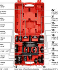 Ultimate Wheel Hub Removal Tool Set With C To U Sizes Front And Rear Wheel Bearing Remover And Installer Kit in red case.