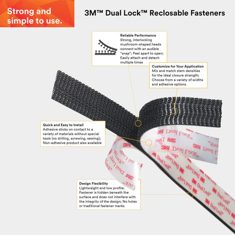 Heavy Duty Dual Lock Reclosable Fasteners 1 Inch By 10 Feet Black Mated Strip Indoor Outdoor Use with product details