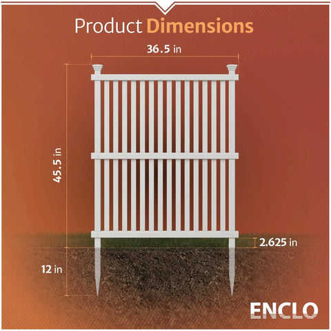 Dimensions of White Vinyl Privacy Screen Panels For Outdoor Enclosures Two Panels 36.5 W By 45.5 Inches No Dig Setup