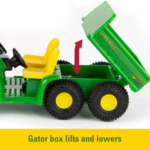 1 To 64 Scale Die Cast Farm Toy Playset With 70 Pieces Including Tractors Trucks Farm Animals Tools A Farm Shed And More For Kids 8 And Up Realistic Details Durable Build And Epic Creative Farm Fun includes a detailed green toy tractor with a lifting gator box.