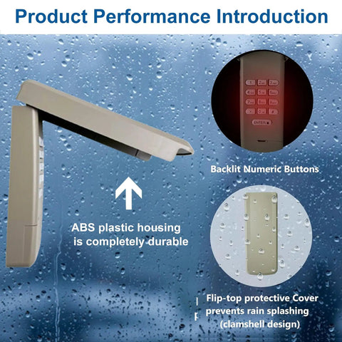 Universal Wireless Garage Door Keypad With Keyless Entry For Most 1993 To Present Openers side view with cover open