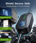 Portable J1772 EV Charger For All J1772 EVs And PHEVs Level 1 And 2 With 8-16A Adjustable Current Timer Smart Display 21ft Cable