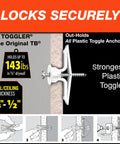 Residential Drywall Anchor With Polypropylene Body For 3/8 To 1/2 Inch Drywall Made In USA For Screws Sizes 6 To 14 Provides Secure Hold And Simple One Person Installation Pre Attaches To Wall Great For Shelves Mirrors Artwork Pack Of 100 illustration showing installation.