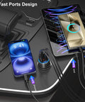 Top Tier 65W 4 Port Usb C Car Charger 3 Pack With Digital Voltmeter PD 30W Quick Charge in car charging devices for smartphones.