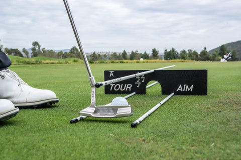 All In One Golf Training Tool With 11 In 1 Alignment Sticks And Swing Plane System To Dial In Aim, Alignment, Swing Path on grass