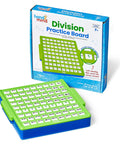Division Practice Board With Self-Checking Dials For Kids showing 9x9 grid with 81 equations, box and board on white background.