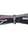 Synthetic Winch Cable Rope 3/8 Inch By 85 Feet With Black Protective Sleeve For Off Road 4x4 Trucks Jeeps SUVs Boats, coiled view.