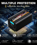 Trail Tough 5000 Watt Power Inverter 12 V Dc To 120 V Ac Converter For Campers And Solar Setups showing LCD screen and multiple protection features.