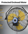 Heavy Duty 18 Inch Industrial Wall Fan With 4800 CFM Airflow, Metal Wall Mount, Powerful Motor, 3 Speed Settings, UL Listed