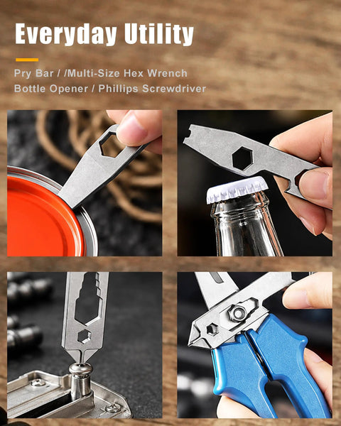 Absolute Badass Titanium EDC Pry Bar And Multi Wrench Combo, lightweight tool for prying, opening bottles, and screwdriving.