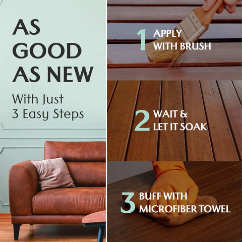Steps to use Premium Leather Furniture Salve And Deep Conditioner Set With Brush To Smooth Couches Sofas And Vinyl 4oz.