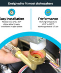 Close-up of 6 Ft Braided Stainless Steel Dishwasher Supply Line With 3 8 Inch Compression Ends Installation Kit.
