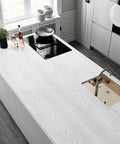 White Wood Textured Peel And Stick Wallpaper For Countertops Cabinets Desks And Furniture Silver Wood Grain Vinyl 15.7 Inch Wide By 354 Inch Long Roll Durable Matte Finish Easy Self Adhesive Cover on kitchen countertop