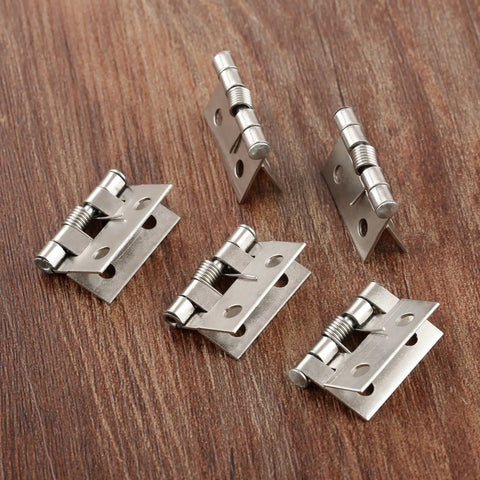 Rotating Concealed Door Hinge Set Stainless Steel Spring Butt Hinges for Cabinets and Drawers 10 Pieces with Screws Silver Finish