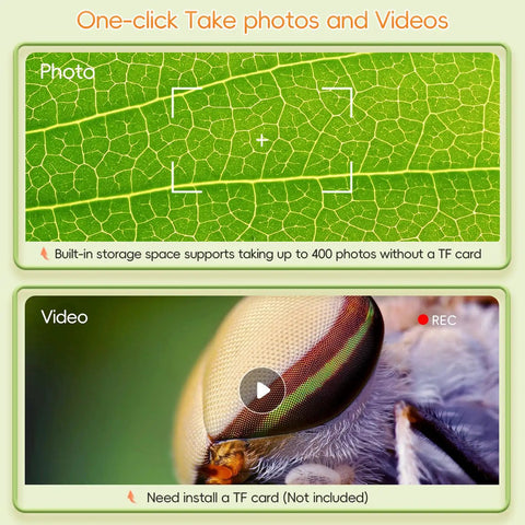 Kids Digital Microscope With 2 Inch IPS Display, 1000X Magnification, Handheld USB Microscope Camera close-up images