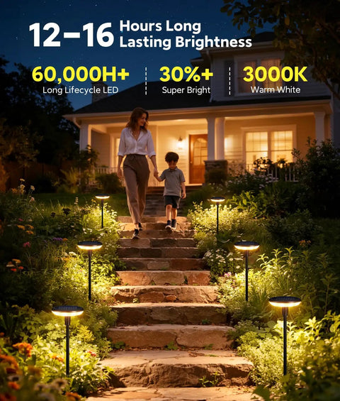 Six Pack Solar Pathway Lights Outdoor Auto On Off Waterproof IP65 Garden Landscape Path Lights For Yard Lawn Patio Walkway