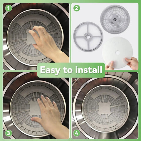 Hand installing 25 Piece Cloth Dryer Filter Replacement Set Including 20 Exhaust Filters And 5 Air Intake Filters For Panda Magic Chef Sonya Avant Dryers Huge Compatibility Pro Grade Fit Ultra Easy Install
