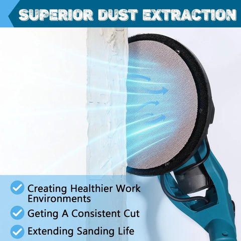 9 Inch Mesh Sanding Discs With Hook And Loop For Drywall Sander in use showing dustless drywall sanding technology.