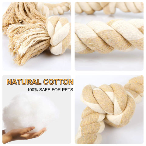 Indestructible Rope Toy For Heavy Chewers, 3 Feet Long With 5 Knots, Tough Cotton Tug Of War Chew Toy material and texture details