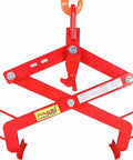 Heavy Duty Vertical Drum Lifter For 30 Gal Steel Hoops Pails Rises 1100 Lbs Safely For Forklift Hook Or Overhead Host Handling Quick Clean Ups, red steel design.