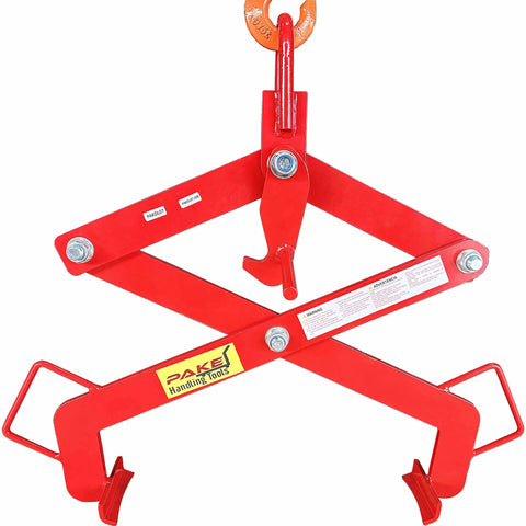 Heavy Duty Vertical Drum Lifter For 30 Gal Steel Hoops Pails Rises 1100 Lbs Safely For Forklift Hook Or Overhead Host Handling Quick Clean Ups, red steel design.