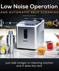 Compact Stainless Steel Ice Maker Cranks Out 26 Pounds Daily With Auto Clean Function And Led Display for cocktails and smoothies.