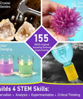 Science Kit With Over 60 To 155 Hands On Experiments And A Volcano STEM Lab showcasing crystal geodes and growing, color change beakers